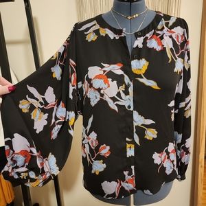 WhoWhatWear flowy floral bishop sleeve top - XL